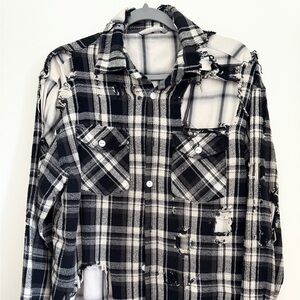 Maison Mihara Yasuhiro Distressed Deconstructed Flannel Shirt Small Oversized